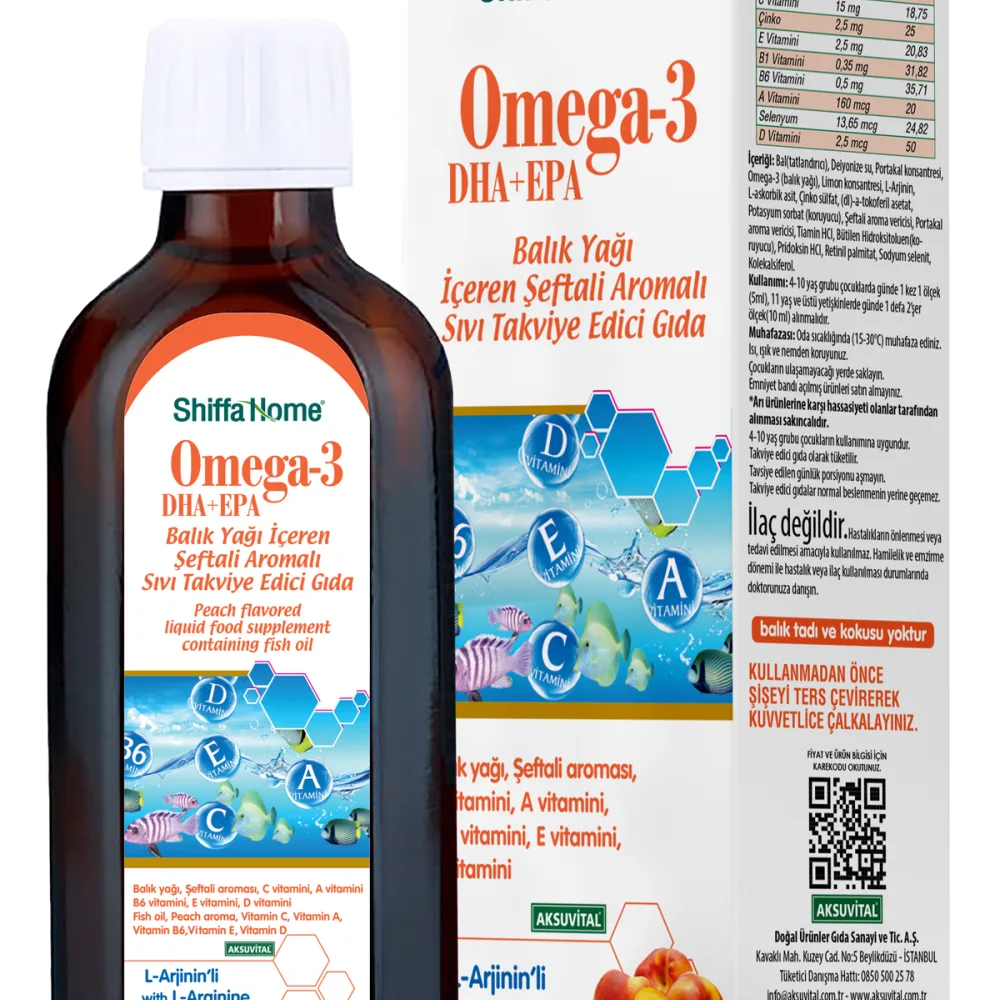 Omega-3 EPA+DHA Balık Yağı Şeftali Aromalı